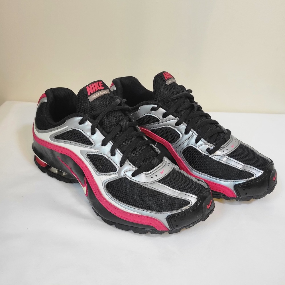 Nike Reax Run 5 Womens Running Shoes Black Pink Silver 407987-001 Size 7.5